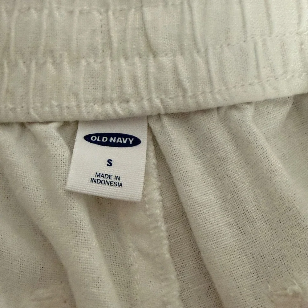 Old Navy Wide Leg Linen Pants Womens Small White Coastal Grandma‎ Elevated Basic - Picture 7 of 13
